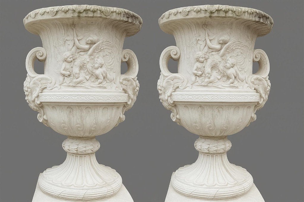 Set van 2 grote klassieke medici tuinvazen - 145 cm hoog, Ophalen, Nieuw