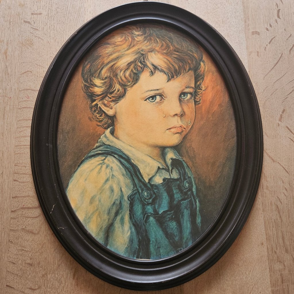 Schilderij huilend jongetje, Ophalen, Gebruikt, Meerkleurig, Vintage