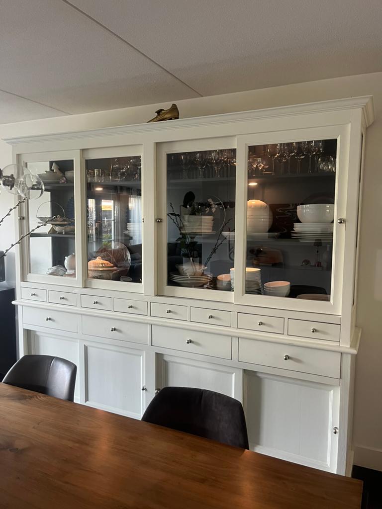 Het Kabinet Buffetkast 4 deurs wit/antraciet 253cm, Huis en Inrichting, Kasten | Buffetkasten, Ophalen, Gebruikt, Met deur(en)