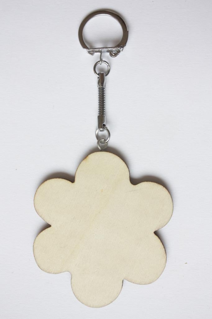 Sleutelhanger hout triplex bloem 6,6 cm, dikte 3 mm, Hobby en Vrije tijd, Knutselen, ., Overige typen, Nieuw, .