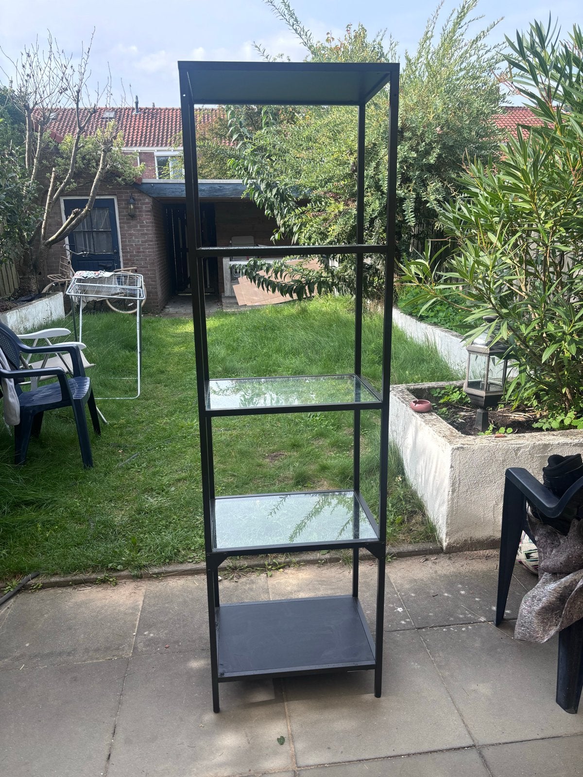 IKEA VITTSJÖ Stellingkast zwart/glas, Ophalen, Gebruikt
