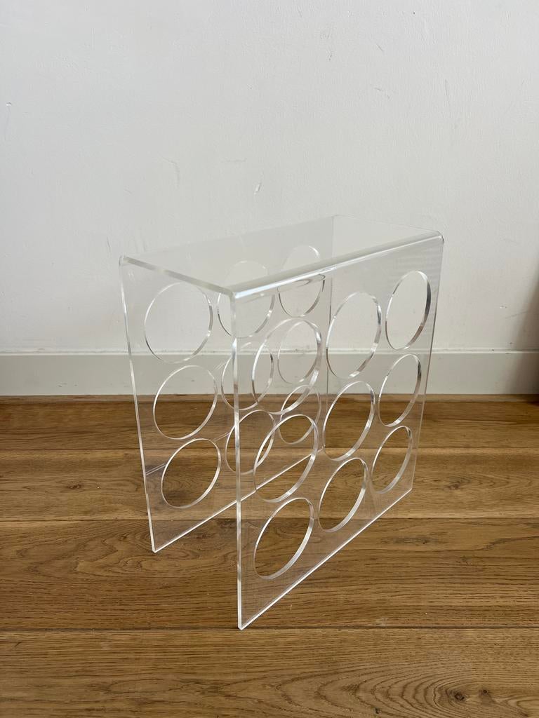 Retro Space Age Plexiglas Wijnrek - Vintage Design, Ophalen, Kunststof, 5 tot 15 flessen, Zo goed als nieuw