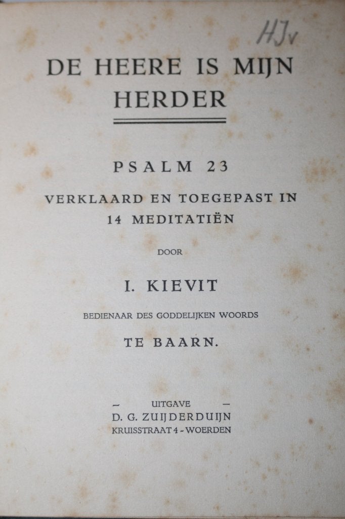 Ds. I. Kievit - De Heere is mijn Herder, Psalm 23 (1929), Ophalen of Verzenden, Gelezen, Christendom | Protestants