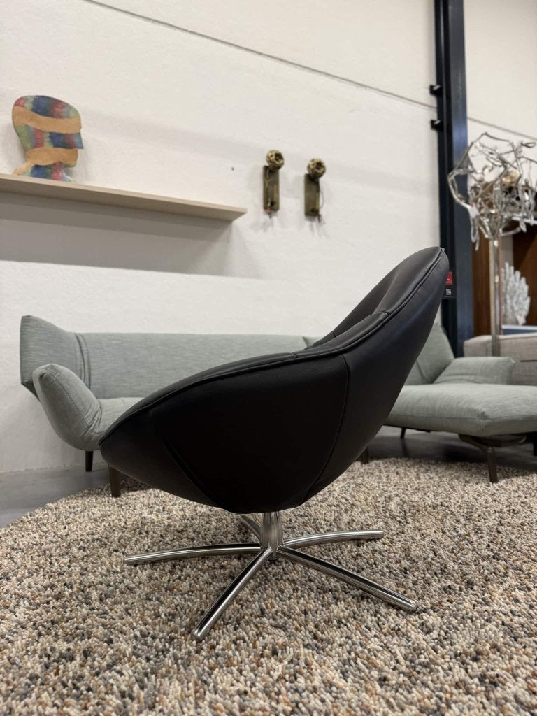 Nieuw Label Vandenberg Hidde Soft Fauteuil Zwart leer Gin, Label, Nieuw, Ophalen of Verzenden, 75 tot 100 cm