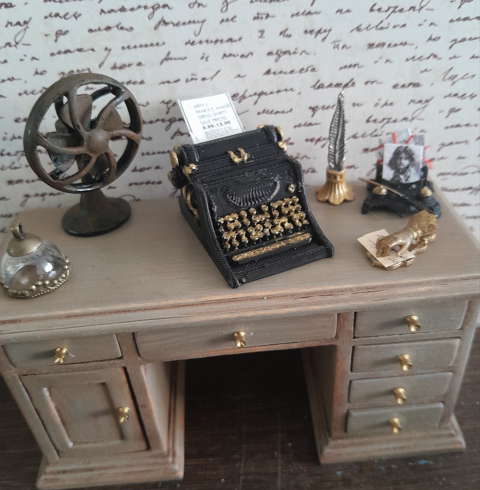 💕 PPH 1.12 ANTIEKE TYPEMACHINE MET LIEFDESBRIEVEN 💕, Verzamelen, Ophalen of Verzenden, Nieuw, Poppenhuis
