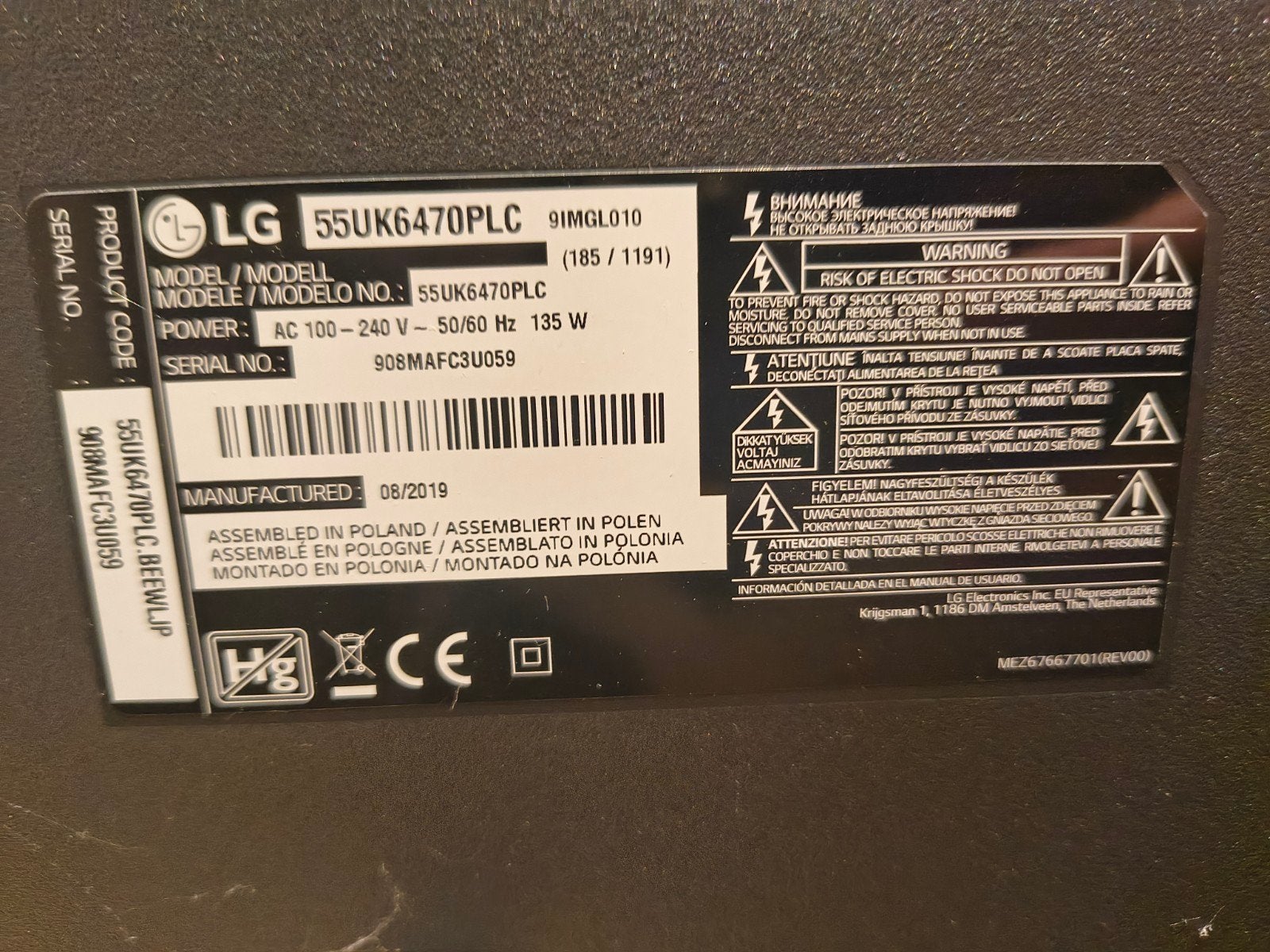 LG 55UK6470PLC 55 inch 4K UHD Smart TV, Ophalen, LED, 50 Hz, Zo goed als nieuw