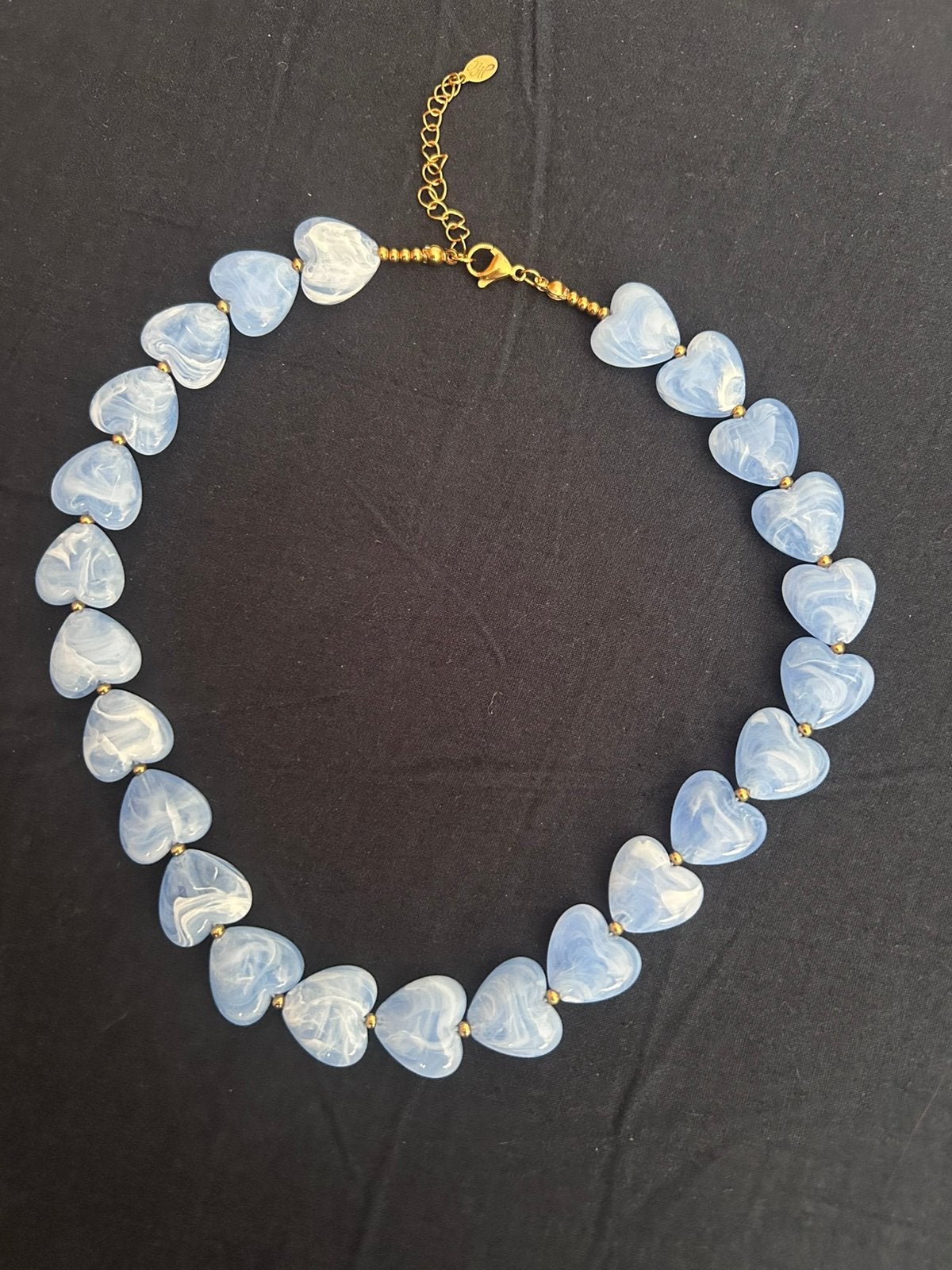 Hartjes ketting blauw, Verzenden, Zo goed als nieuw, Blauw, Overige materialen