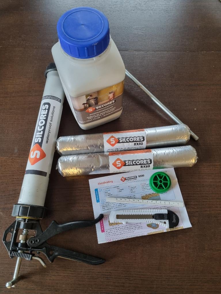 Silicores RX80 opstijgend vocht gel, Minder dan 4 cm, Overige materialen, Ophalen of Verzenden, Zo goed als nieuw