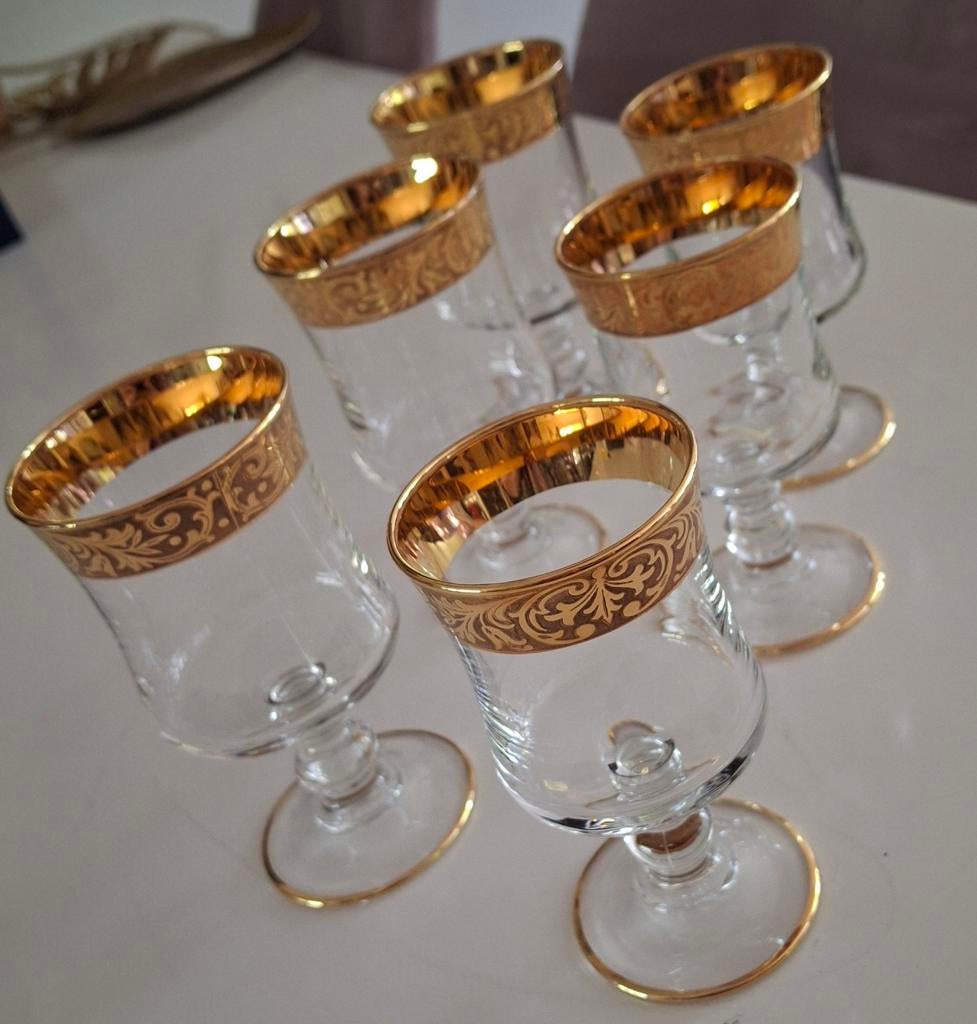 Set van 6 vintage Murano  glazen met gouden rand, Antiek en Kunst, Antiek | Glas en Kristal, Ophalen