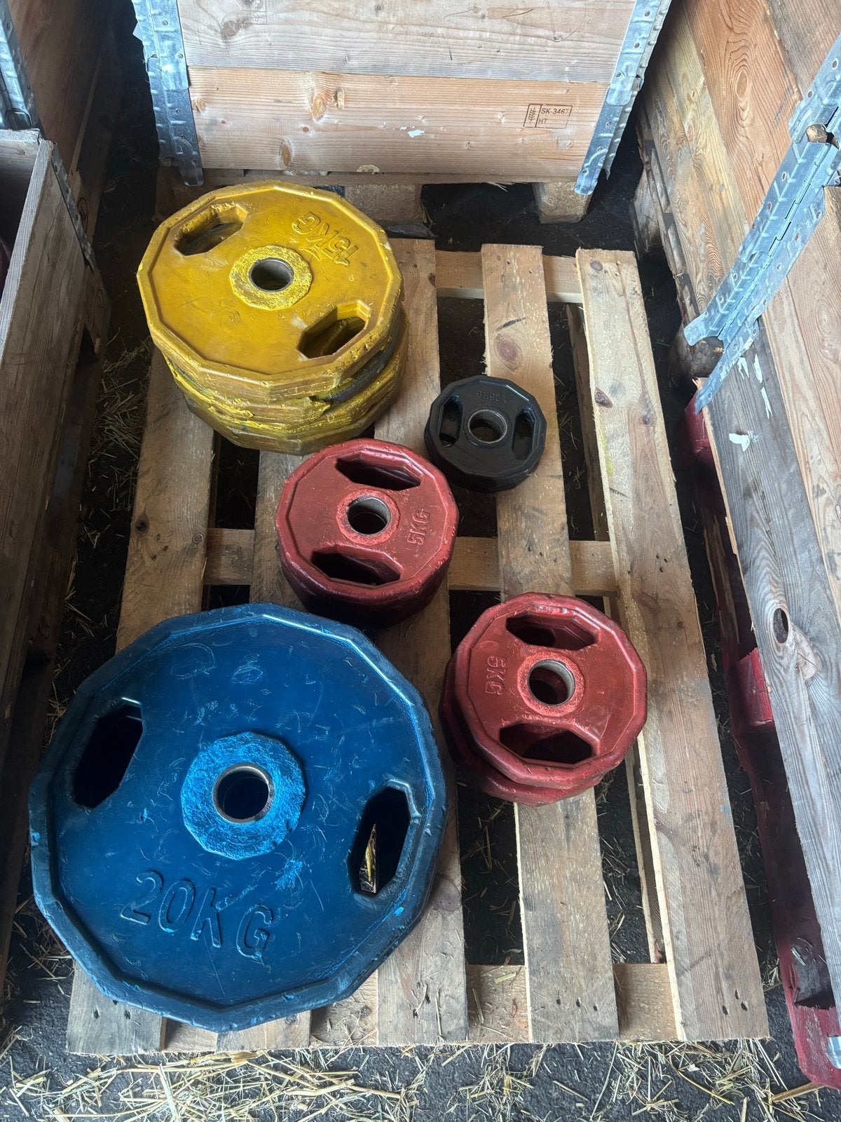 Gebruikte Halterschijvenset - 172,5 kg, Halterschijven, Gebruikt, Divers, Divers