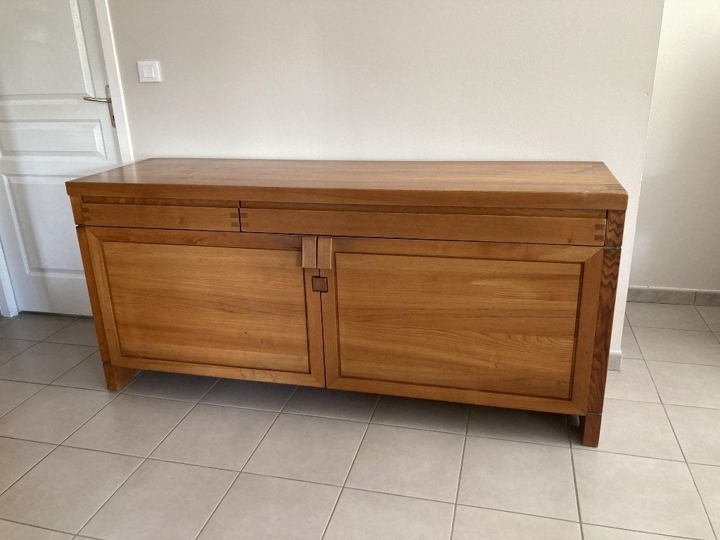 Pierre Chapo dressoir buffetkast van massief iepenhout R08A, Ophalen, 150 tot 200 cm, Minder dan 100 cm, 50 tot 75 cm