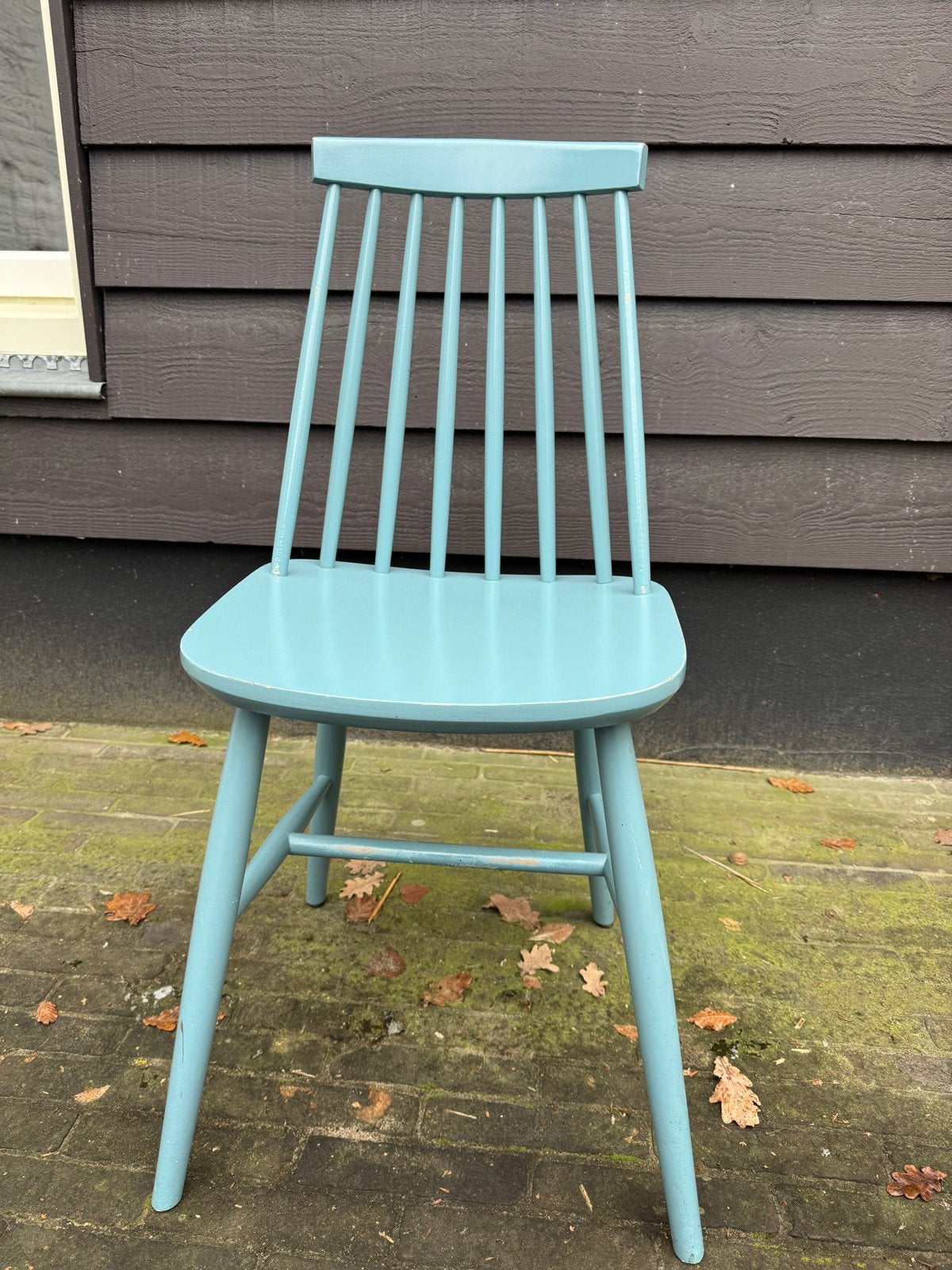 Blauwe bistro spijlstoelen - Horeca kwaliteit, Ophalen, Gebruikt, Blauw, Vijf, Zes of meer stoelen