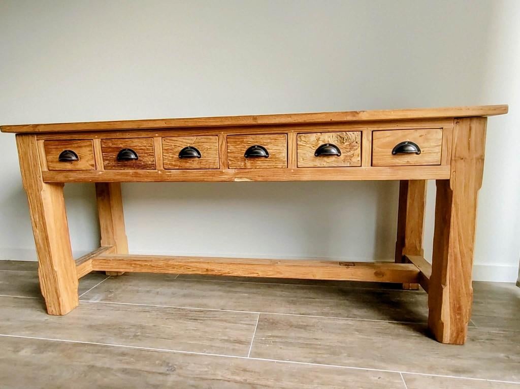 Side table TEAK, Ophalen, Teakhout, Zo goed als nieuw, 150 tot 200 cm