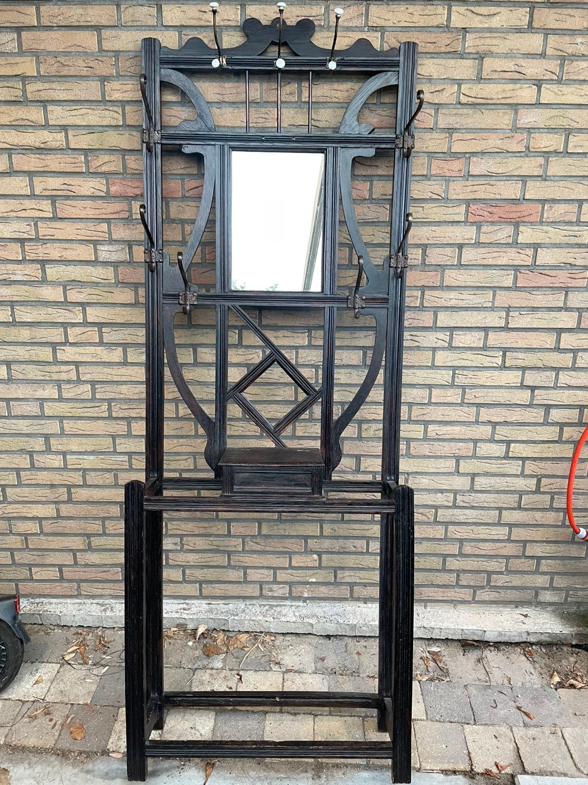 Antieke kaptafel met spiegel en opbergkastje, Ophalen of Verzenden, Overige vormen, Minder dan 50 cm