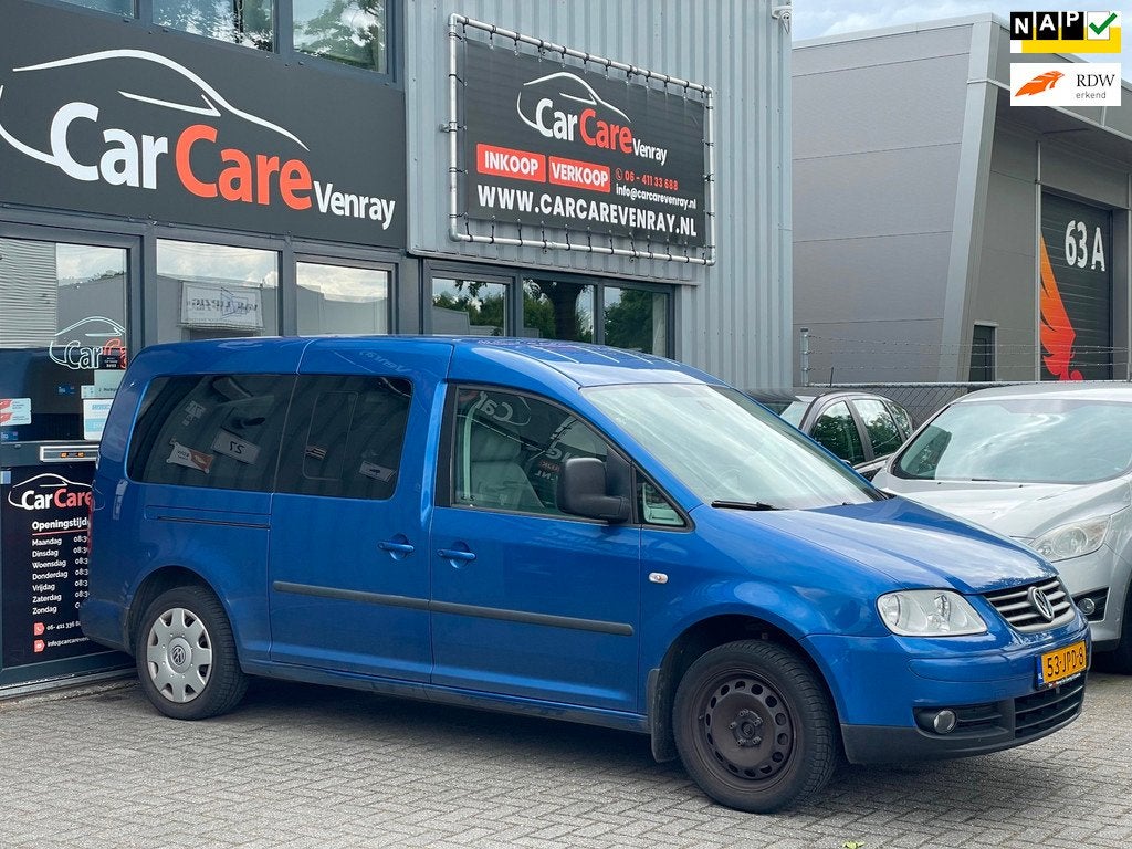 Volkswagen Caddy Maxi 1.9 TDI Comfortline 7p. EXPORT APK07-2, Auto's, Volkswagen, Stof, Gebruikt, 4 cilinders, Blauw
