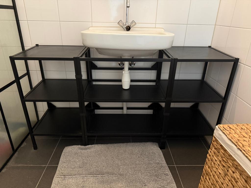 Enhet ikea badkamer keuken meubel zwart metaal 140x60x75, Ophalen, 50 tot 100 cm, Zo goed als nieuw, Minder dan 100 cm