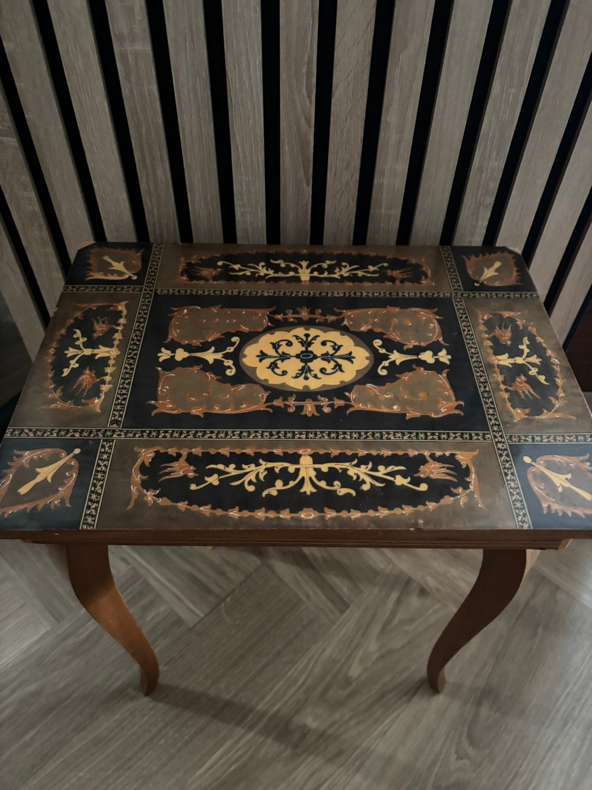 Muziektafeltje, italiaans met Intarsia inlegwerk jaren 50/60, Antiek en Kunst, Ophalen of Verzenden