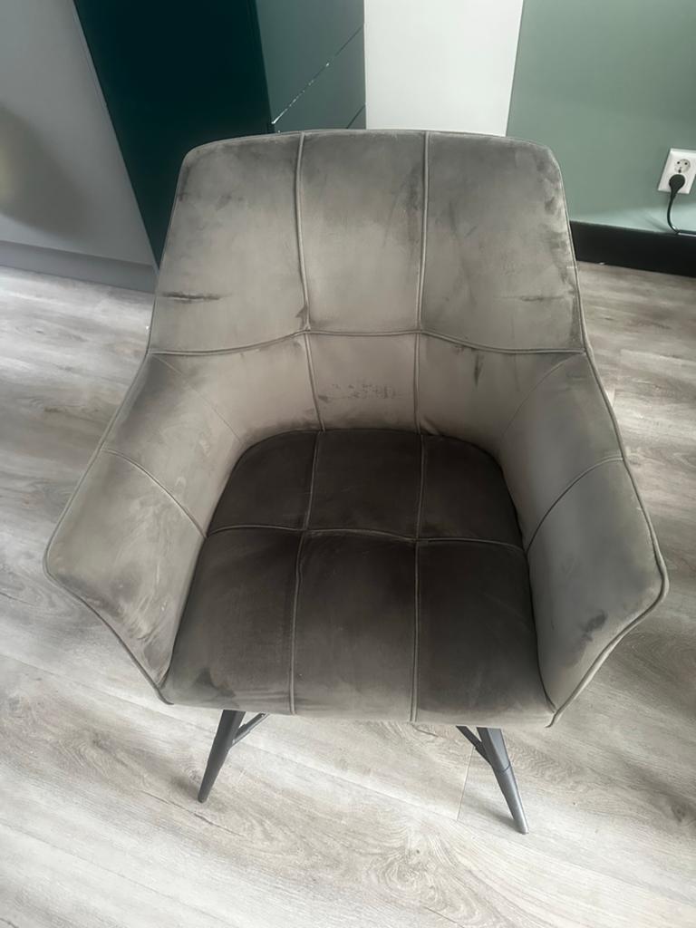 Donkergrijze eetkamerstoelen van Woonexpress, Ophalen, Gebruikt, Drie, Stof