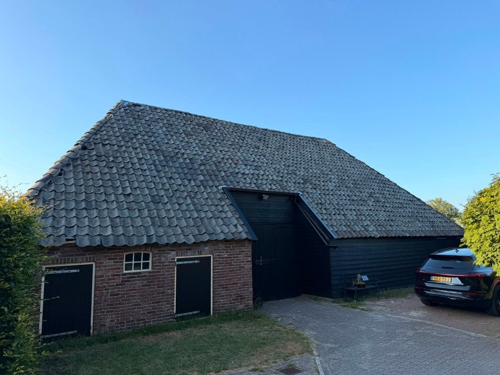 Complete schuur, eiken gebinten, dakpannen en bouwmaterialen, Ophalen, Gebruikt