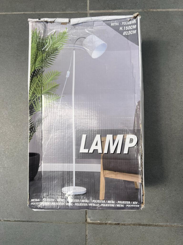 Witte vloerlamp met flexibele arm, 150 cm hoog, Ophalen of Verzenden, Nieuw, Metaal, 150 tot 200 cm