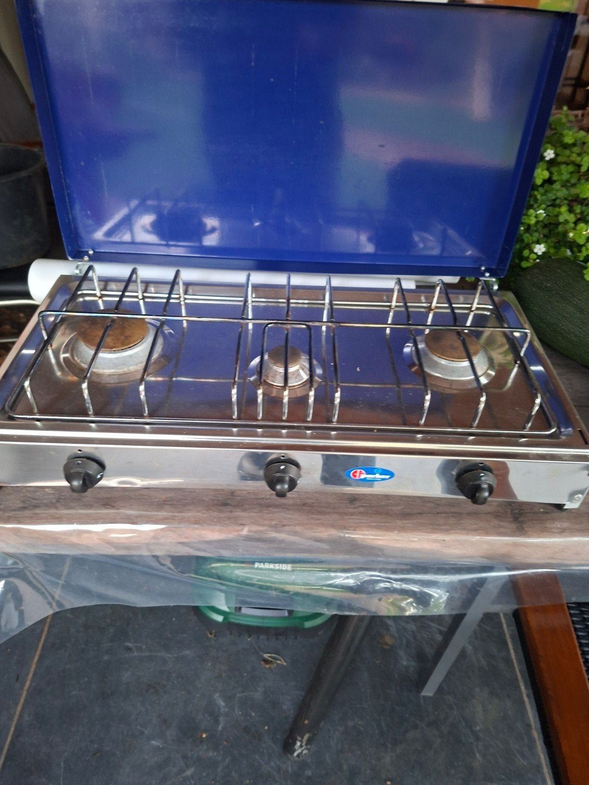 Campingaz 3-pits gasfornuis, Caravans en Kamperen, Ophalen, Gebruikt