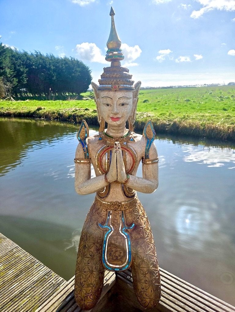 TEMPELWACHTER HOUT THAILAND 94 CM (1995)!, Ophalen, 50 - 100 cm, Beeld, Hout