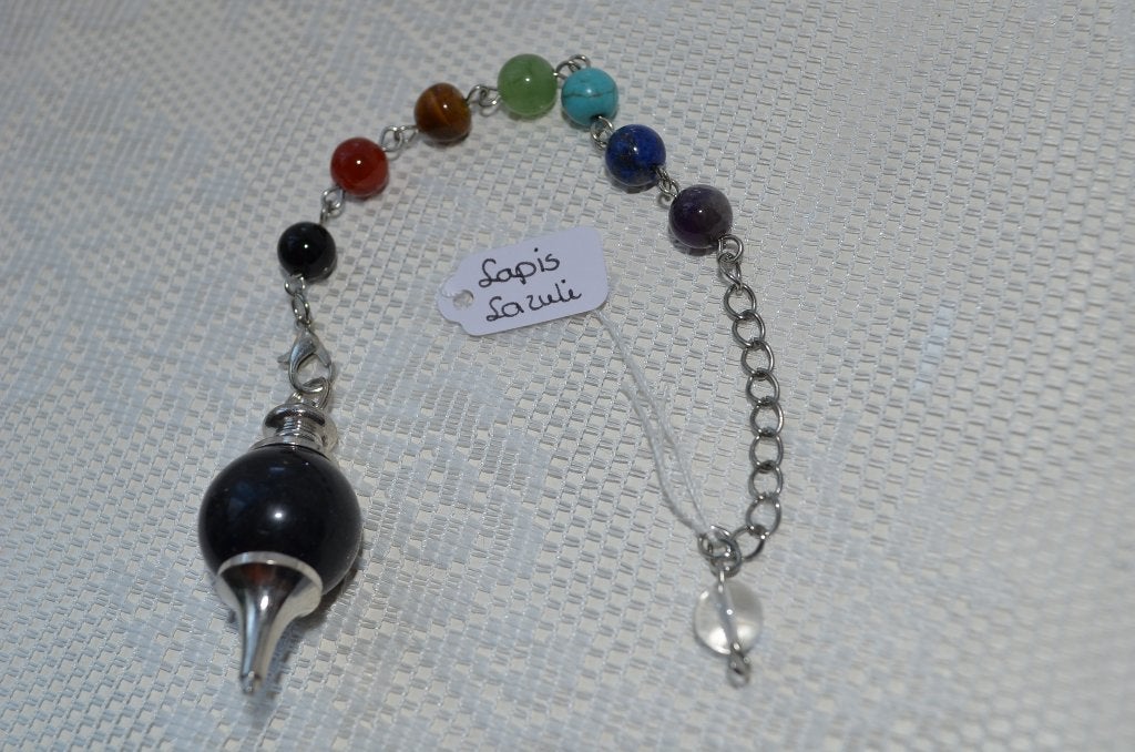Lapis Lazuli 7 Chakra Pendel met Zilverkleurige Ketting, Ophalen of Verzenden, Nieuw