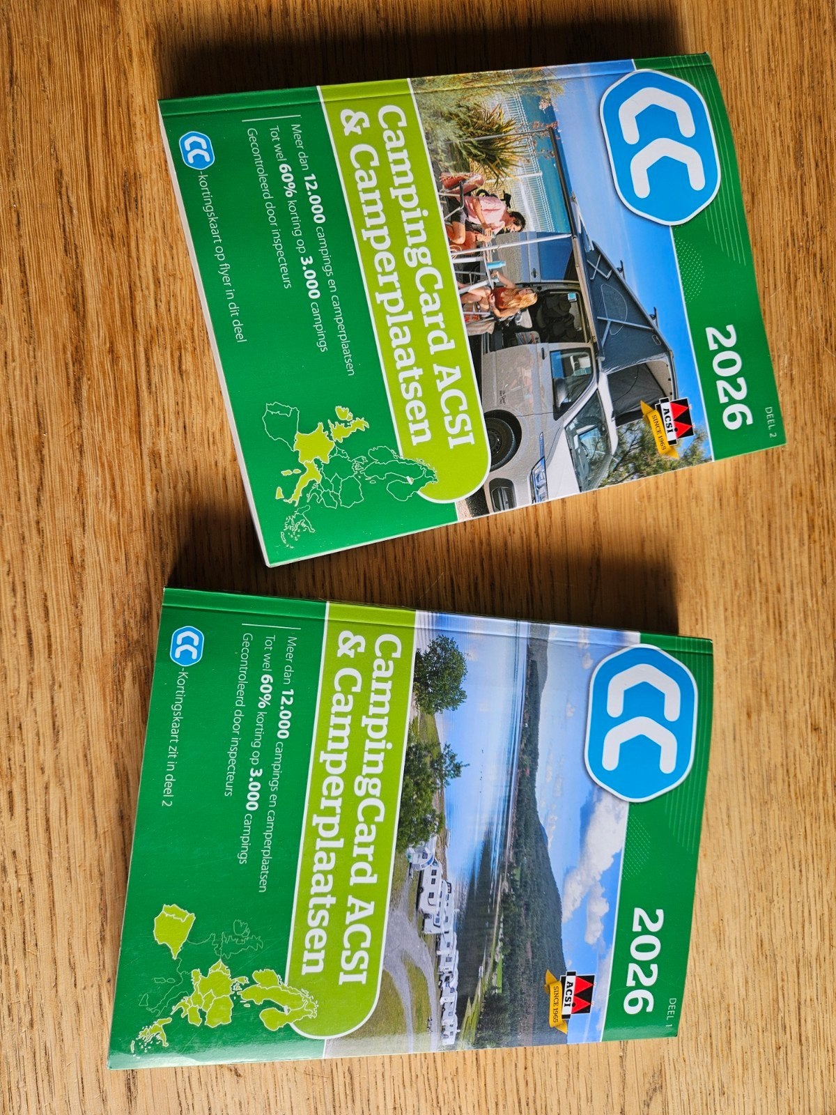 Acsi boeken deel 1 en 2 en campingcard, Europa, Zo goed als nieuw, Reisgids of -boek, Ophalen