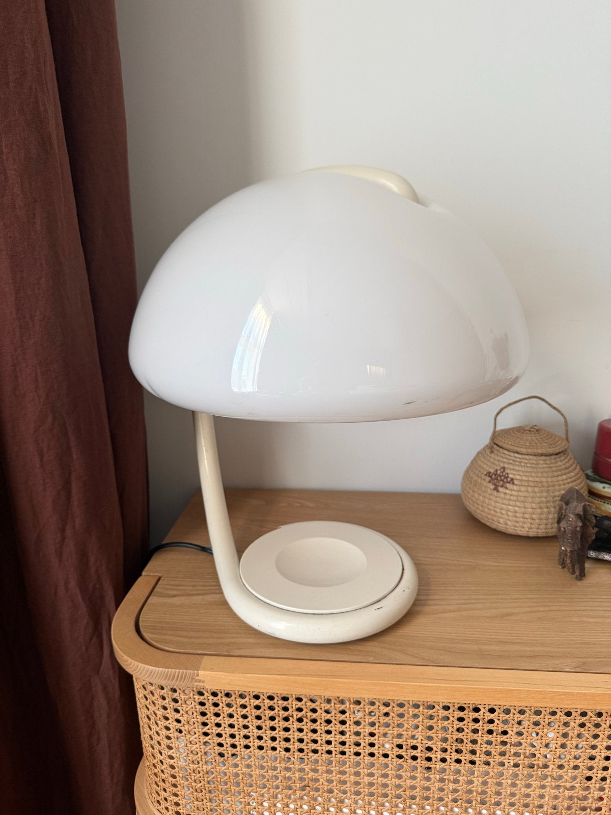 Vintage Martenelli/ tafellamp, wit, Huis en Inrichting, Lampen | Tafellampen, Met schakelaar, Gebruikt, Vintage, Paddenstoellamp