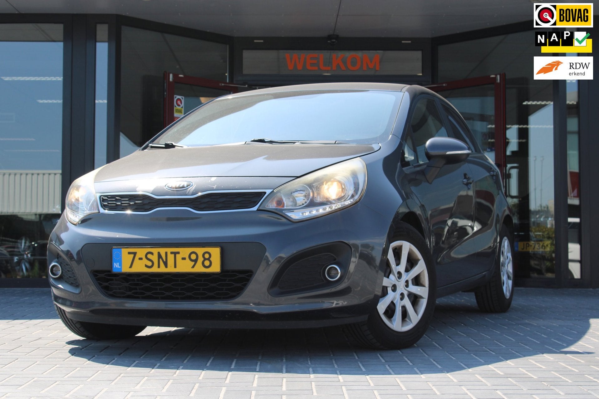 Kia Rio 1.2 CVVT Plus Pack, 5-deurs, Airco, Elektrische rame, Zwart, 4 cilinders, Origineel Nederlands, Bedrijf
