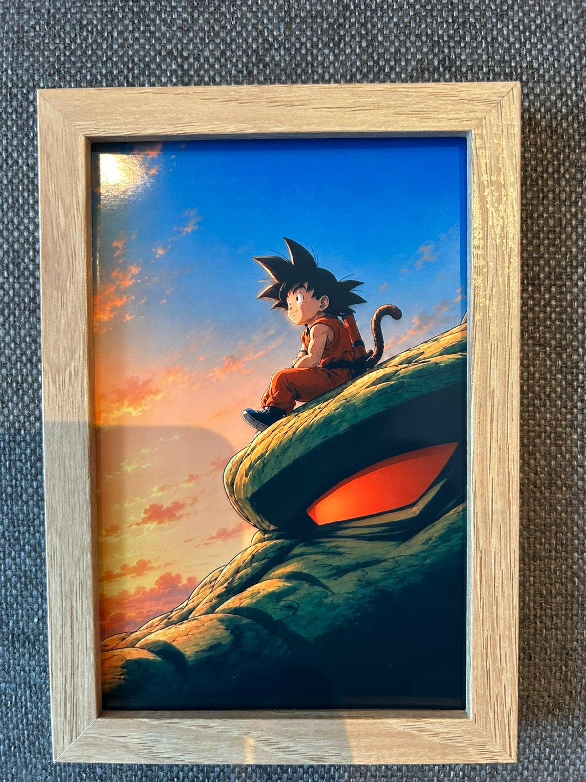 Dragon Ball Kid Goku Poster in Houten Lijst 15x20, Ophalen of Verzenden, Zo goed als nieuw, Overige typen