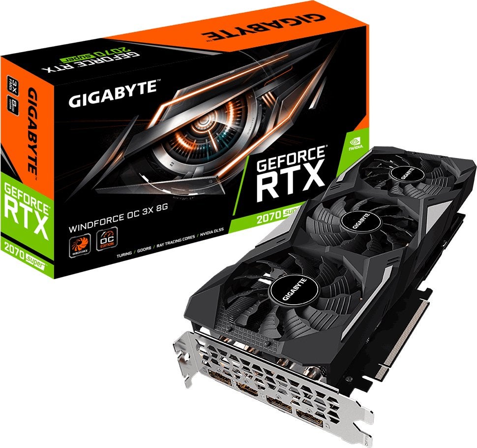 GIGABYTE GeForce RTX 2070 SUPER WINDFORCE OC 3X, PCI-Express 3, Gebruikt, HDMI, GDDR6