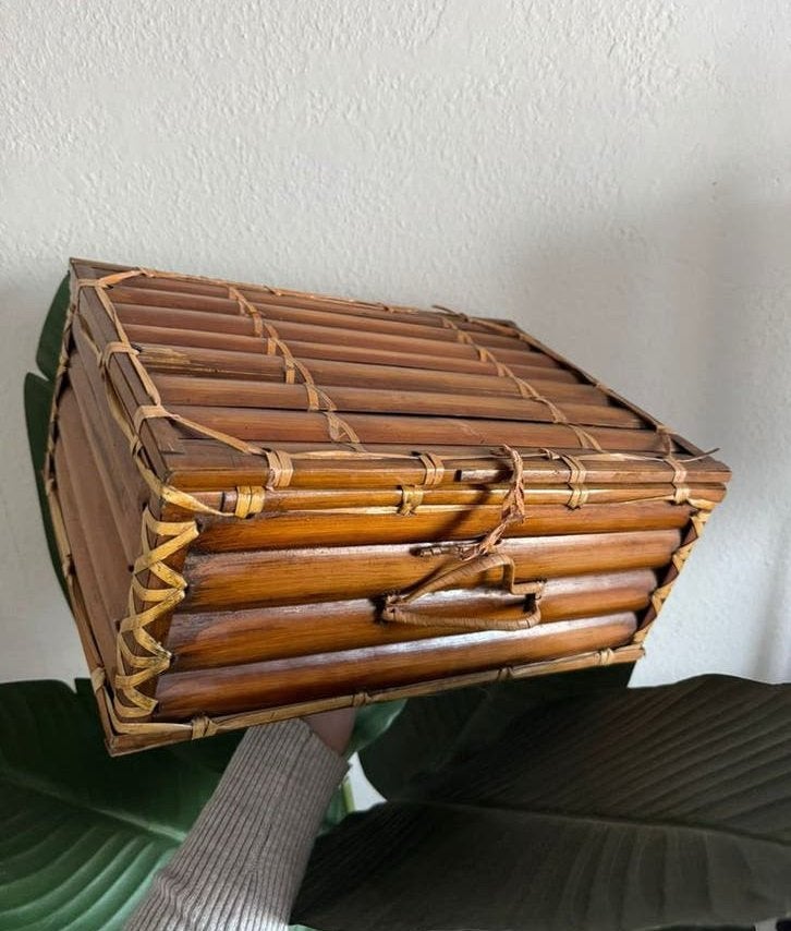 Bamboo picknickmand mand opbergen, M, Ophalen of Verzenden, Zo goed als nieuw, M