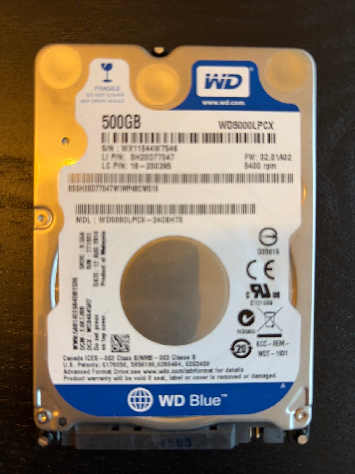 WD Blue 500GB 2.5" HDD SATA Harde Schijf, Computers en Software, Intern, Gebruikt, 500gb, Ophalen of Verzenden