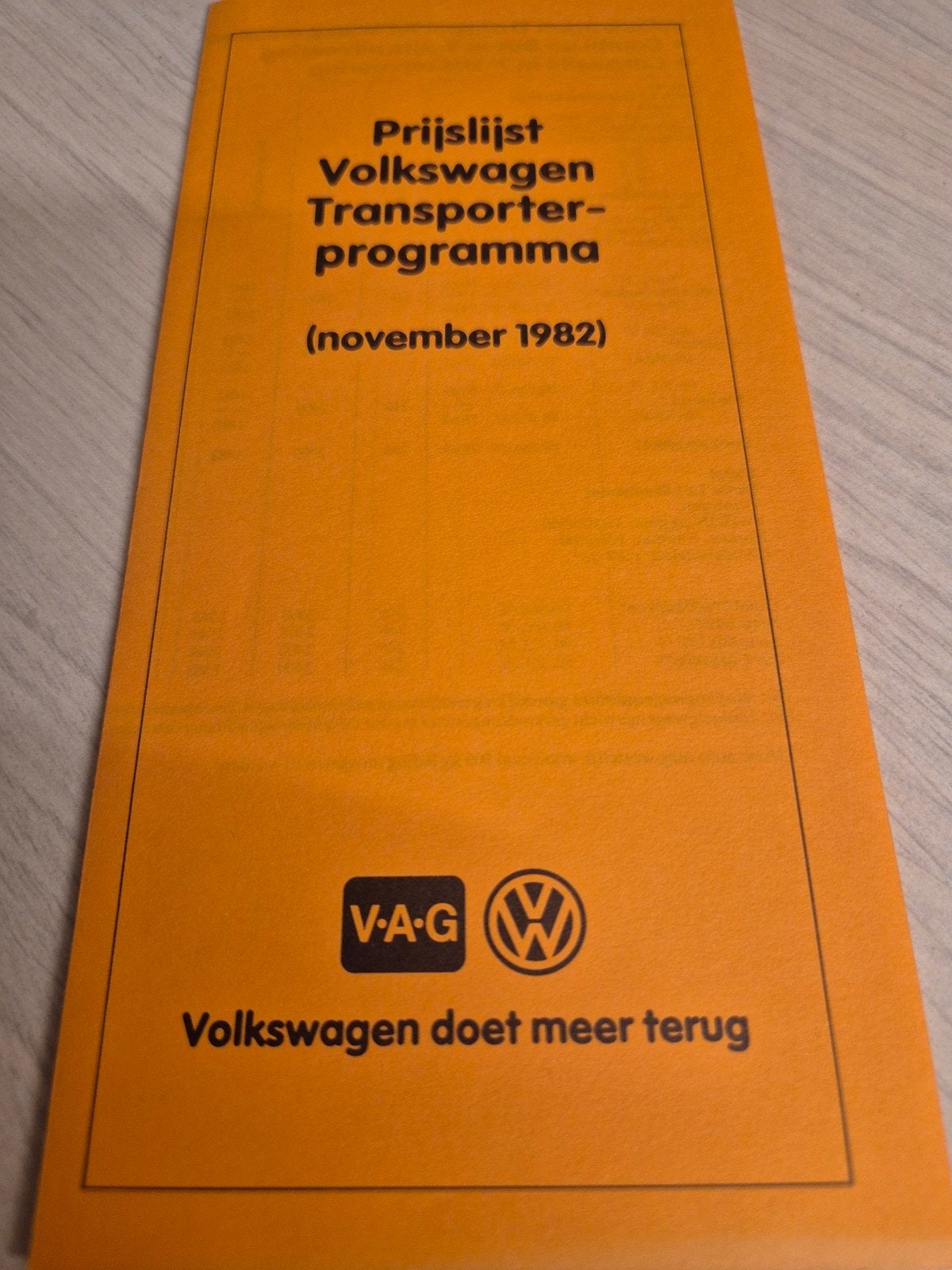 1982 Volkswagen bus T3 transporter prijslijst Nederlands WBX, Ophalen of Verzenden, Zo goed als nieuw, Volkswagen