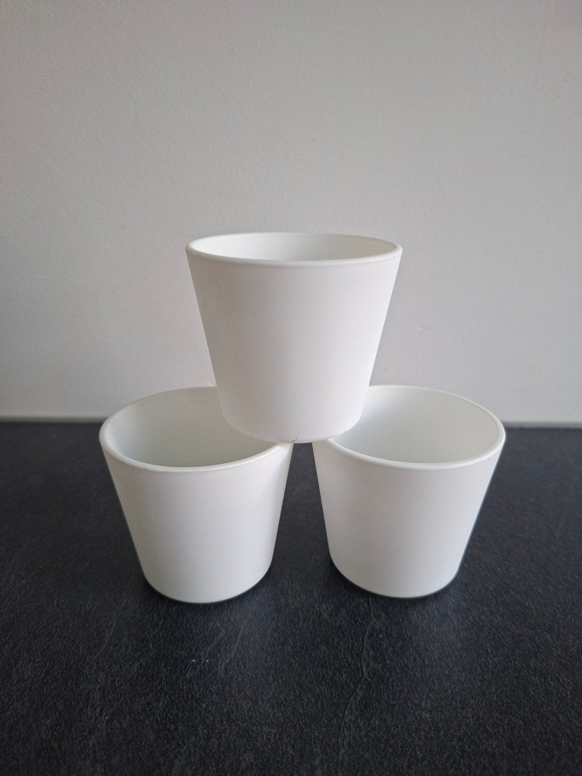 Ikea glazen vaasjes matwit 3 stuks, Ophalen of Verzenden, Zo goed als nieuw, Glas, 6 cm