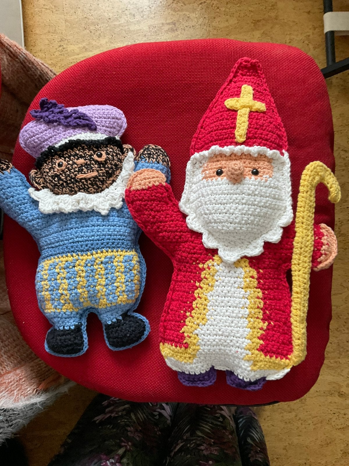 Sint en piet gehaakt.  35 cm, Diversen, Sinterklaas, Ophalen of Verzenden