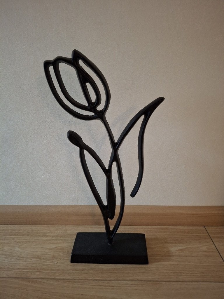 decoratie/woon accessoire: metalen tulp, Huis en Inrichting, Zwart, Ophalen of Verzenden, Zo goed als nieuw, Metaal