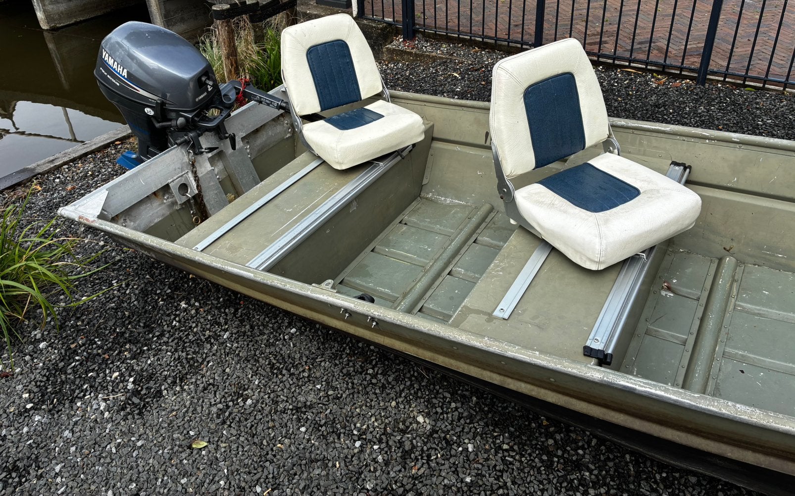 Platbodem aluminium, 8pk yamaha kortstaart 4 takt, Ophalen, 8 pk, Gebruikt, Aluminium