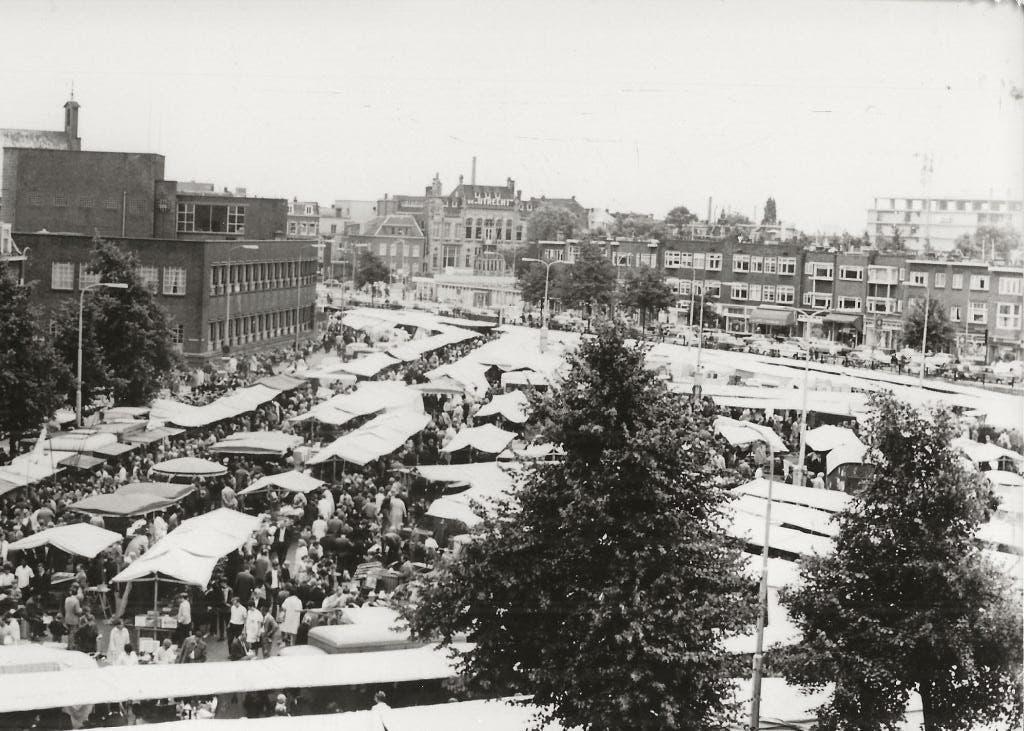 Utrecht Panorama Marktkramen Foto, Ophalen of Verzenden, 1940 tot 1960, Ongelopen, Utrecht
