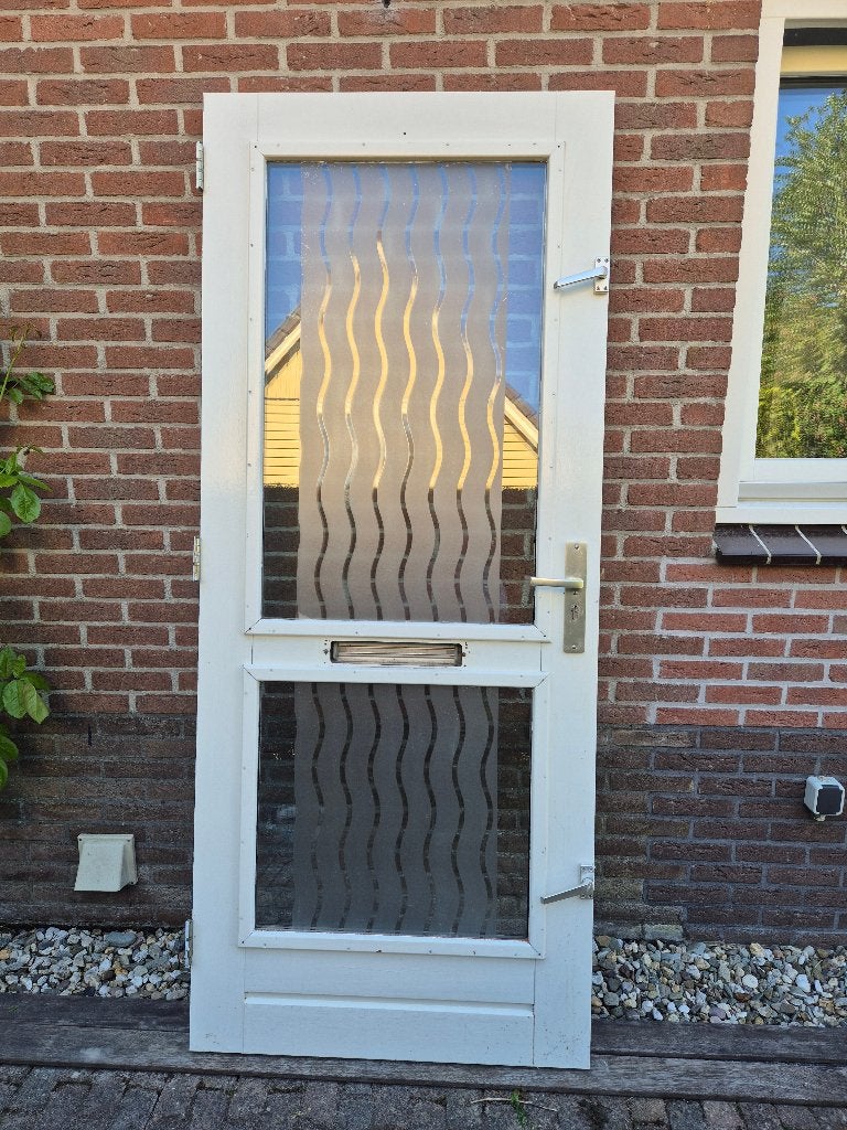 Buitendeur hardhout, Ophalen, 80 tot 100 cm, 200 tot 215 cm, Glas