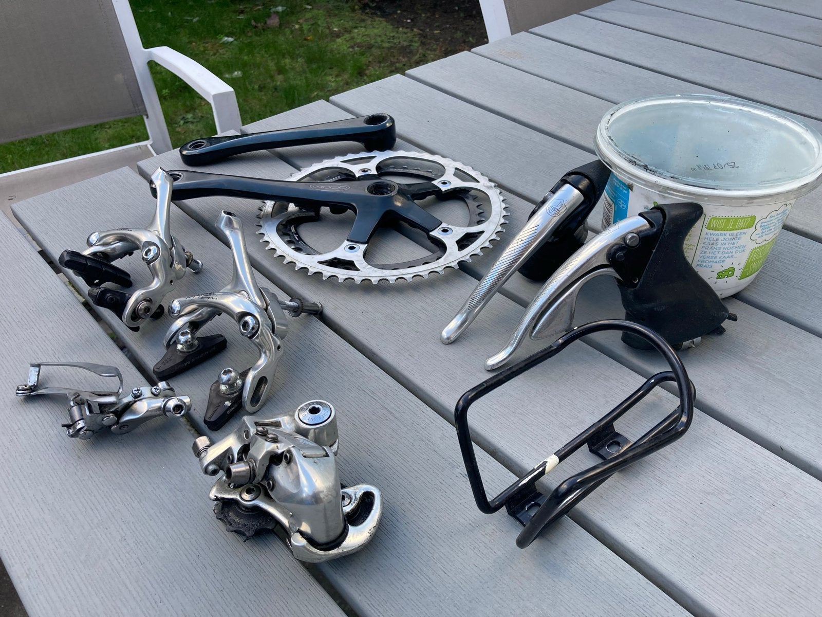 Campagnolo Athena onderdelen set - vintage racefiets, Crankstel of Pedalen, Gebruikt, Ophalen of Verzenden, Aluminium