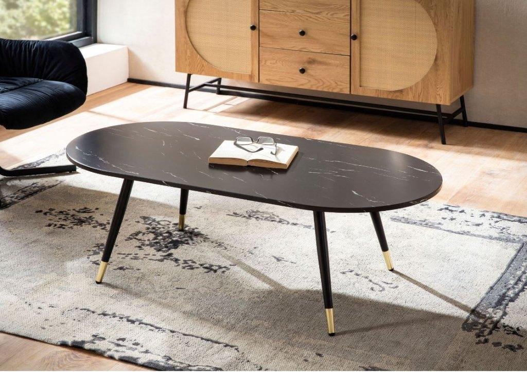 Salontafel Zwart Marmerlook 120 cm VOORRAAD, Overige houtsoorten, 100 tot 150 cm, Nieuw, Minder dan 50 cm