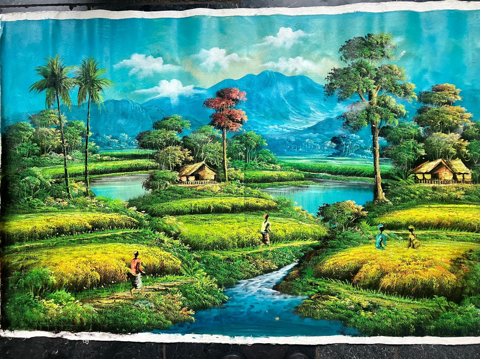 Balinese schilderskunst op canvas, Ophalen