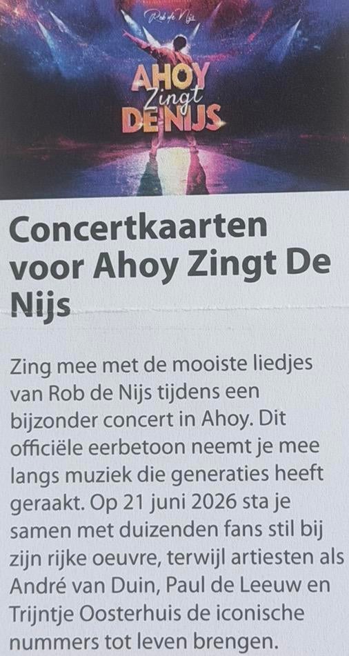 AHOY :, Tickets en Kaartjes, Evenementen en Festivals, Twee personen