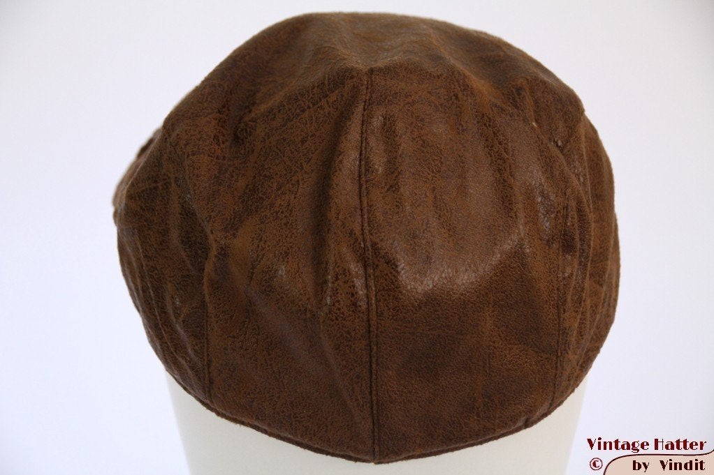 Flatcap Platte pet Hawkins bruin ruw leer-look 59 en 60 New, 60 cm (XL, 7½ inch) of meer, Nieuw, Ophalen of Verzenden, Pet