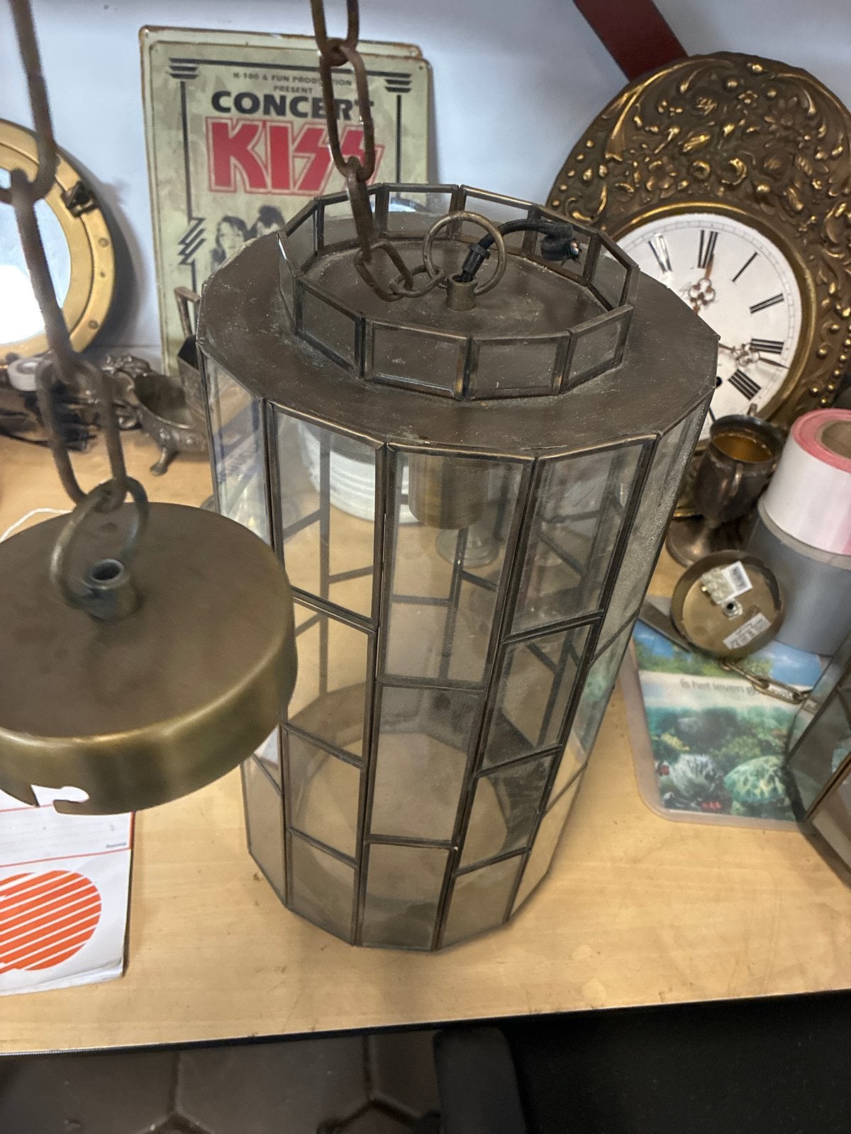 Vintage Hanglamp - Glazen Lantaarn Stijl, Antiek en Kunst, Ophalen