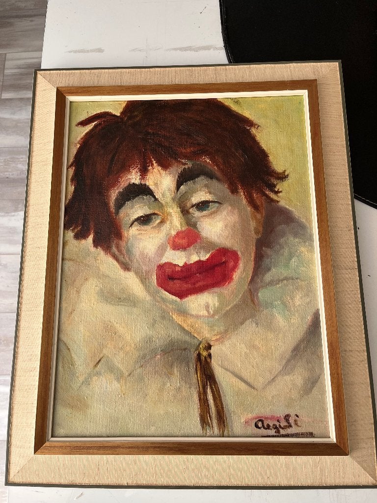 Schilderij Clown, Ophalen of Verzenden, Handgeschilderd
