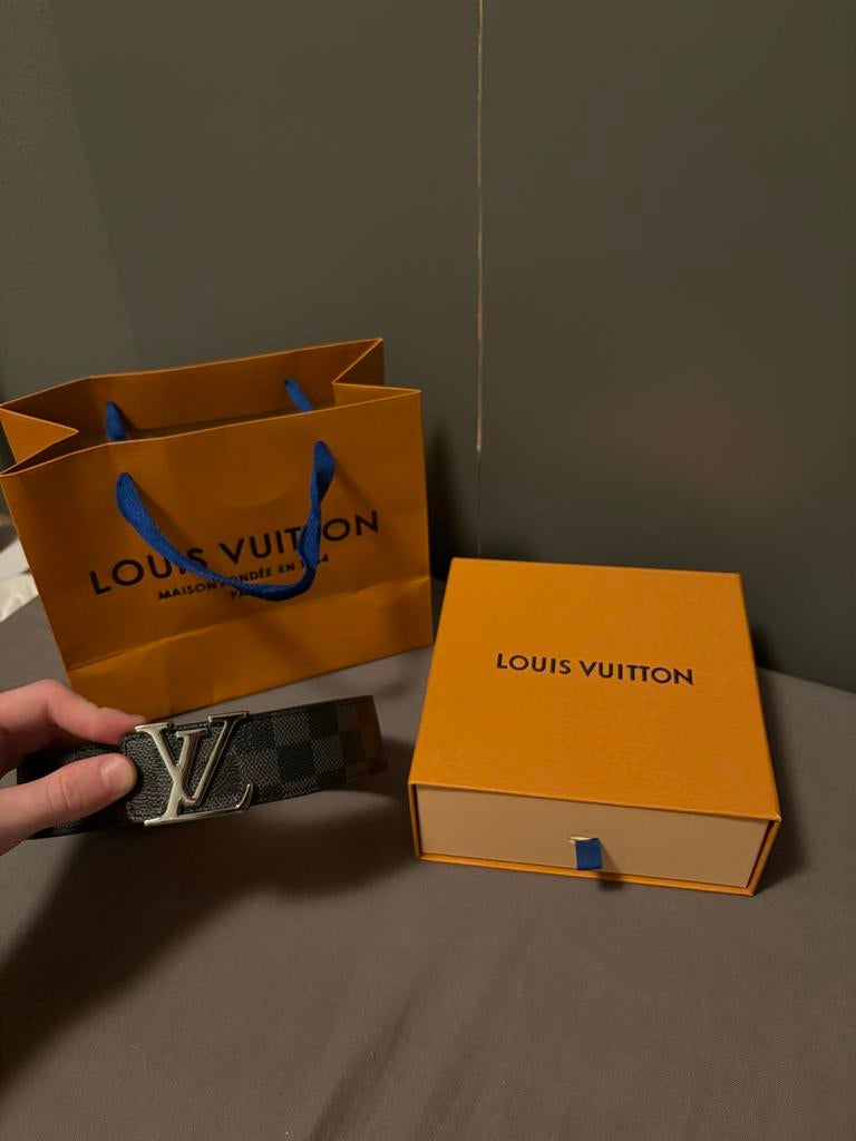Louis Vuitton Riem 125cm - Damier Graphite, Verzenden, Zo goed als nieuw, 115 cm of meer, Riem of Ceintuur