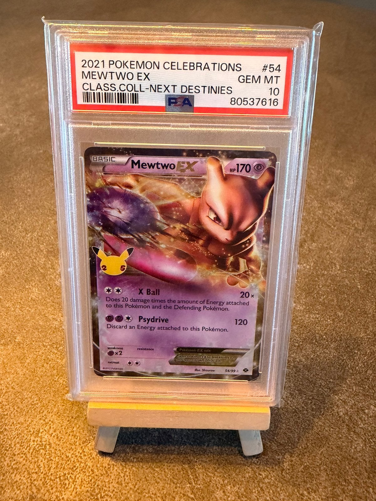 Mewtwo Ex 54 Pokémon Celebrations Graded PSA 10, Ophalen of Verzenden, Zo goed als nieuw